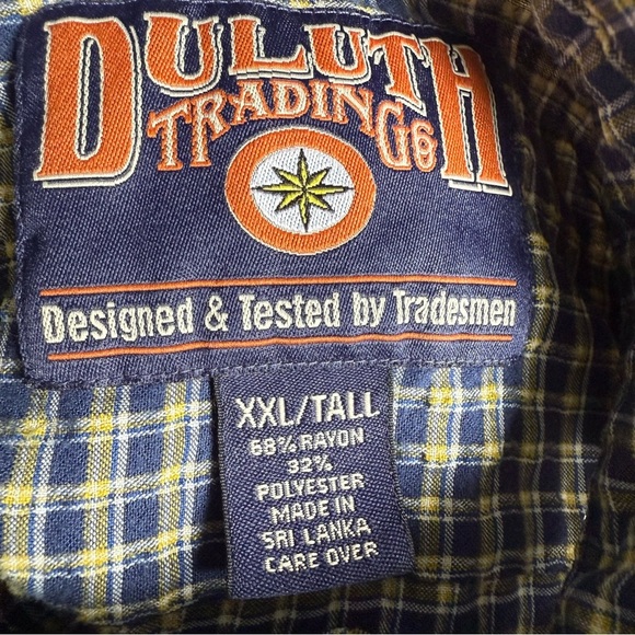Duluth trading men’s Blue/ Green Checkered short sleeve shirt, size 2XT - Picture 10 of 12